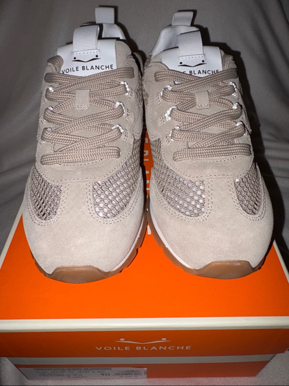 NWT VOILE BLANCHE PLAY Mesh Sneaker in Light Beige - Picture 8 of 16